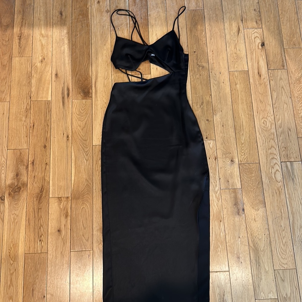 Zara Black Cutout Strappy Midi Dress - Picture 6 of 8